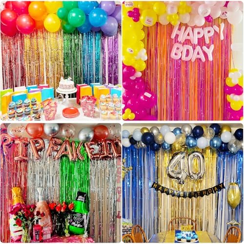 Red Tinsel Backdrop Birthday Decorations 2 Pack