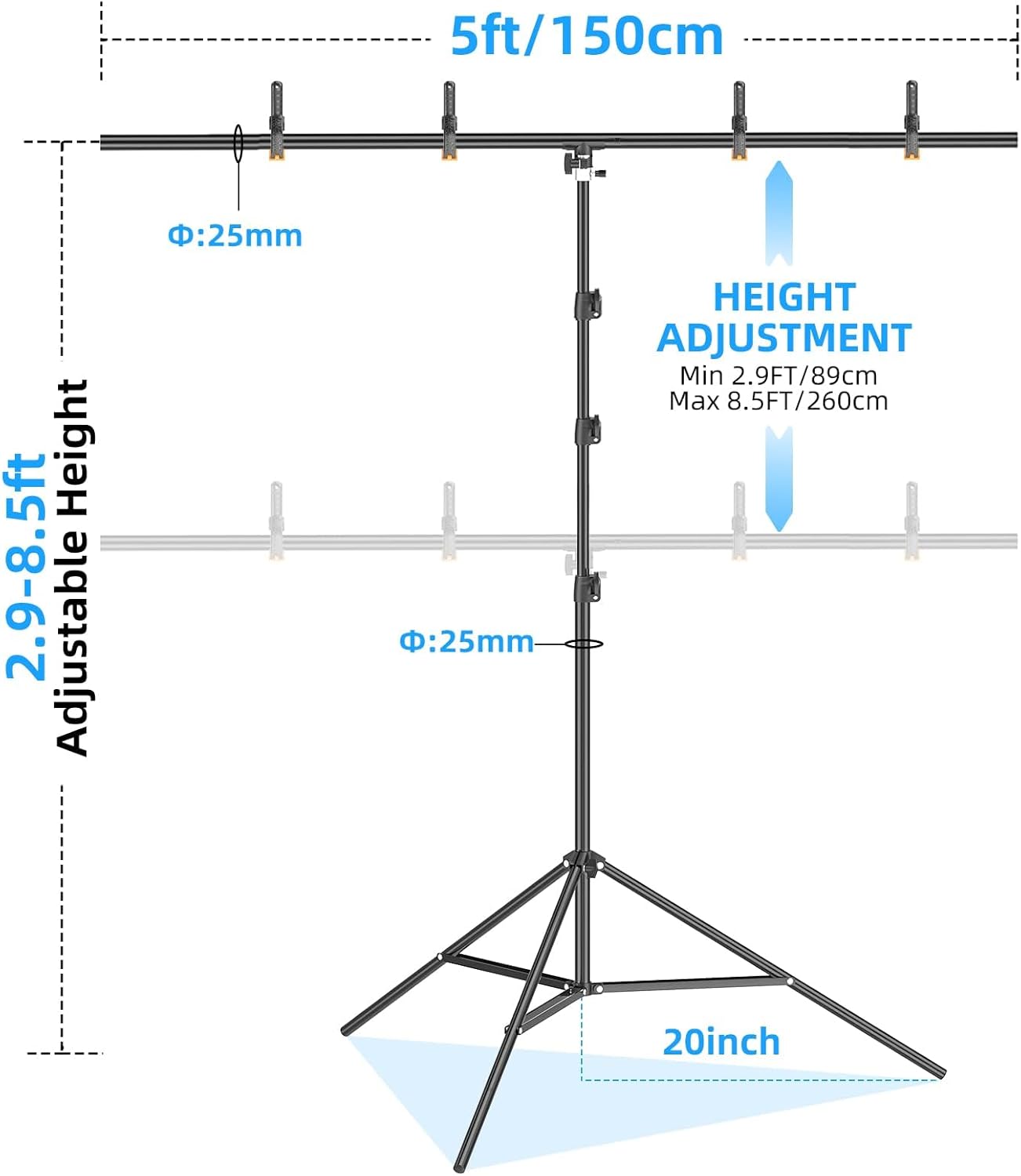 EMART 85 x 5ft T-Shape Backdrop Stand Kit