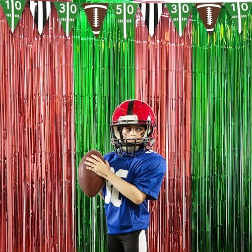 GiftExpress 3 Pk Football Fringe Curtain Decor