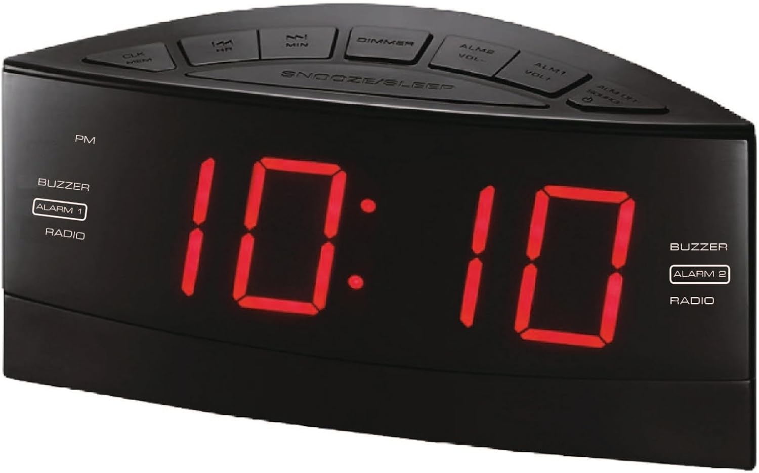 HANNLOMAX HX-100 Dual Alarm Clock with AMFM Radio and Red LED Display