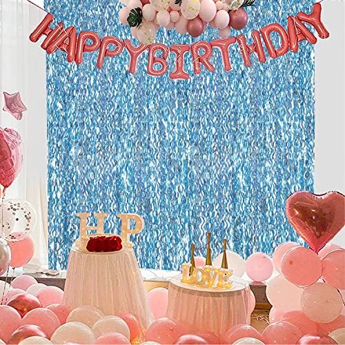 3 Pack Blue Tinsel Foil Fringe Curtain - Party Decor Backdrop