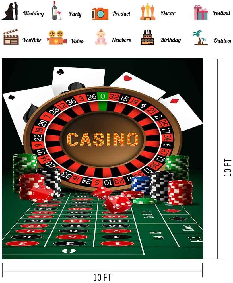 Casino Theme Backdrop 10x10ft Vinyl for Photography and Events