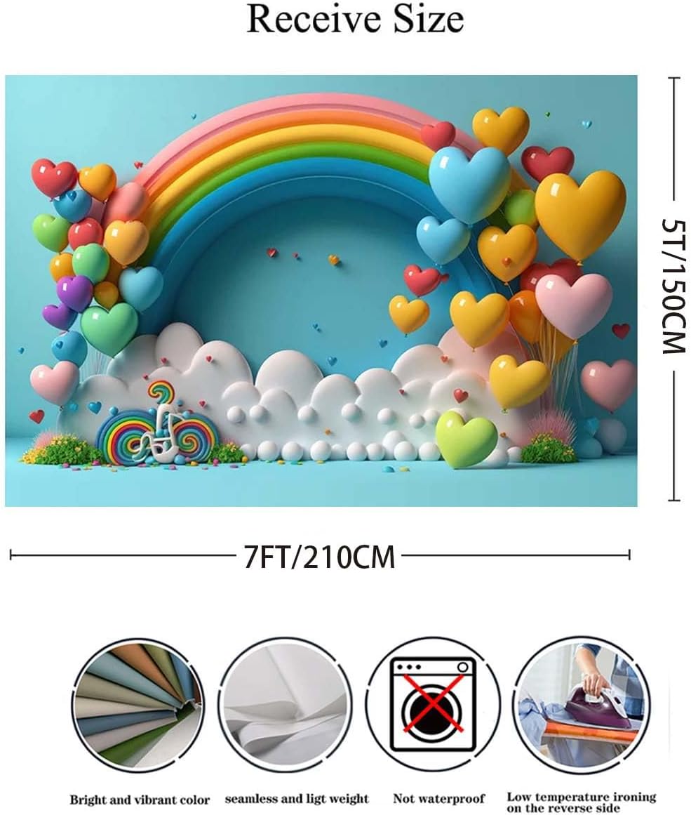 Rainbow Arch Balloon Photography Background 7x5 Feet Clear
