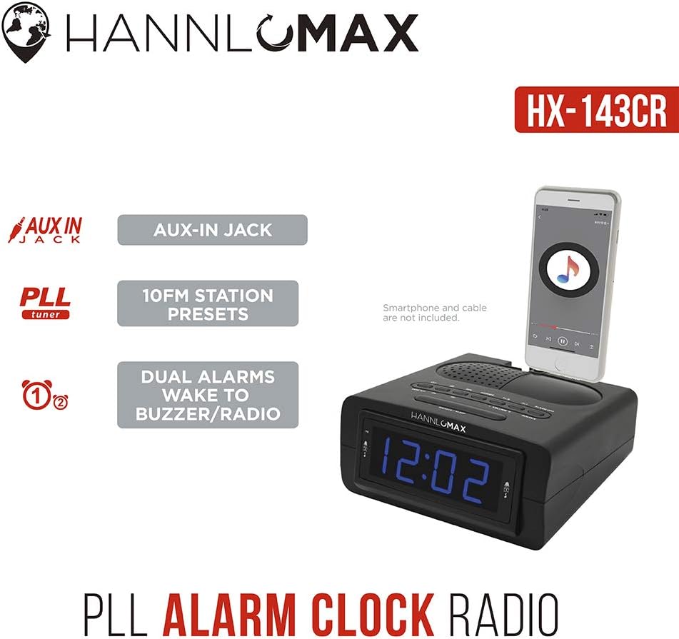 HANNLOMAX HX-143CR Alarm Clock Radio with LED Display