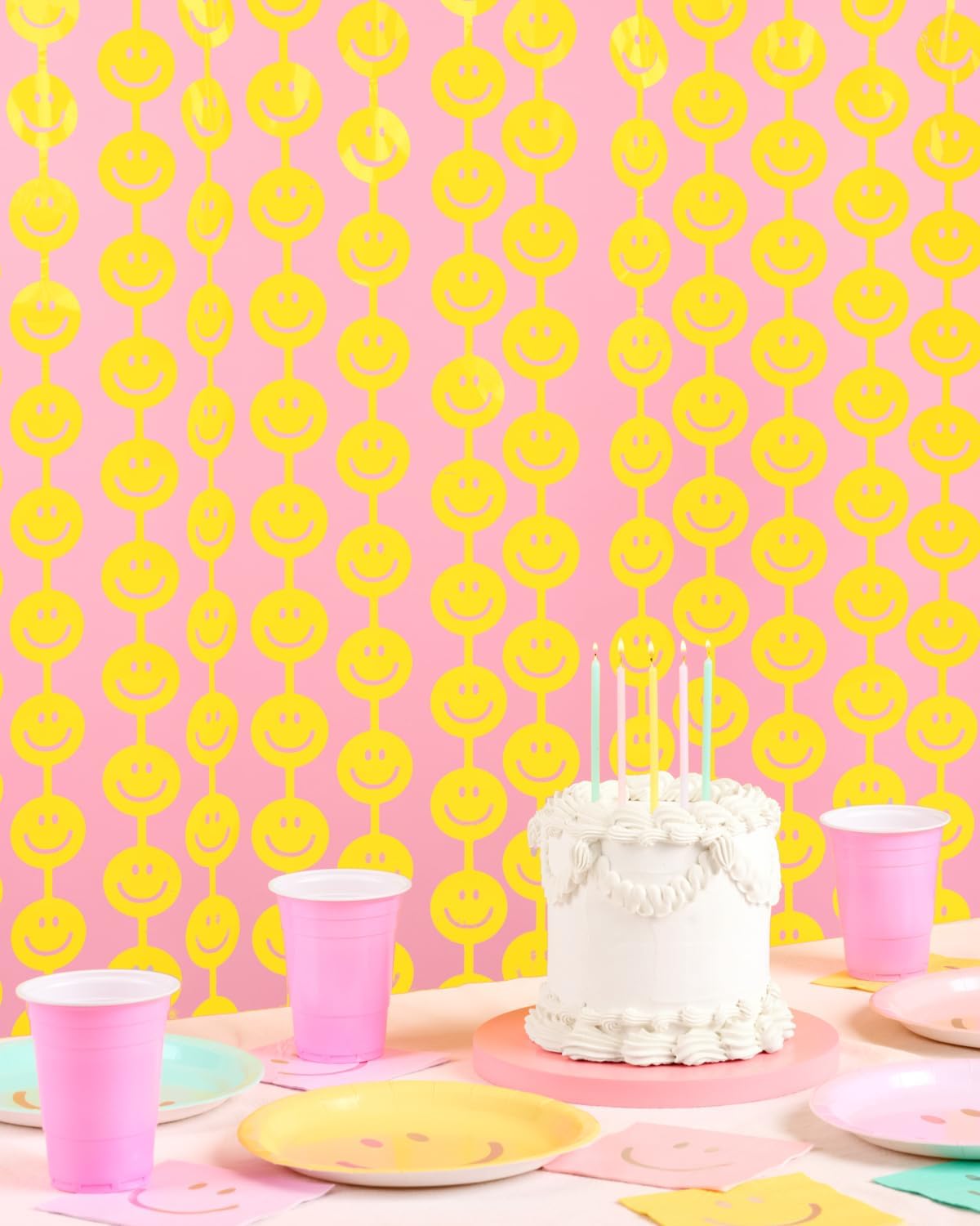 Xo Fetti Smiley Foil Curtains Set of 2 Yellow