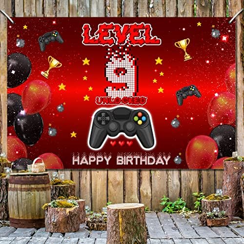 Level 9 Unlocked Birthday Backdrop Banner Decor Sign
