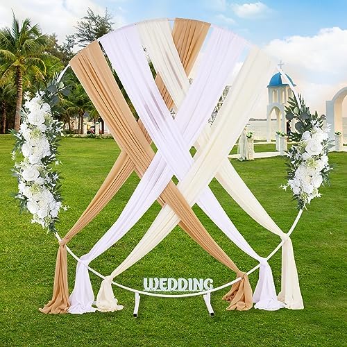MoKoHouse 3 Panel White Sheer Wedding Arch Drapery