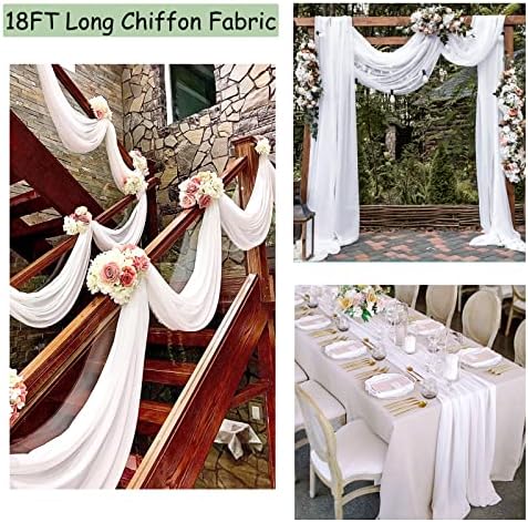White Chiffon Arch Drapes 2 Panels 6 Yards Sheer Backdrop