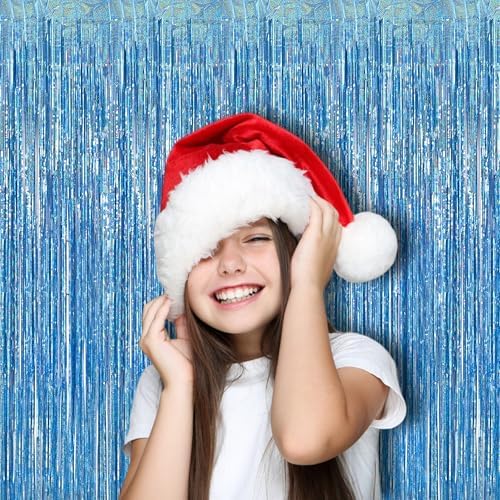 Braveshine Light Blue Tinsel Foil Curtains 2Pcs