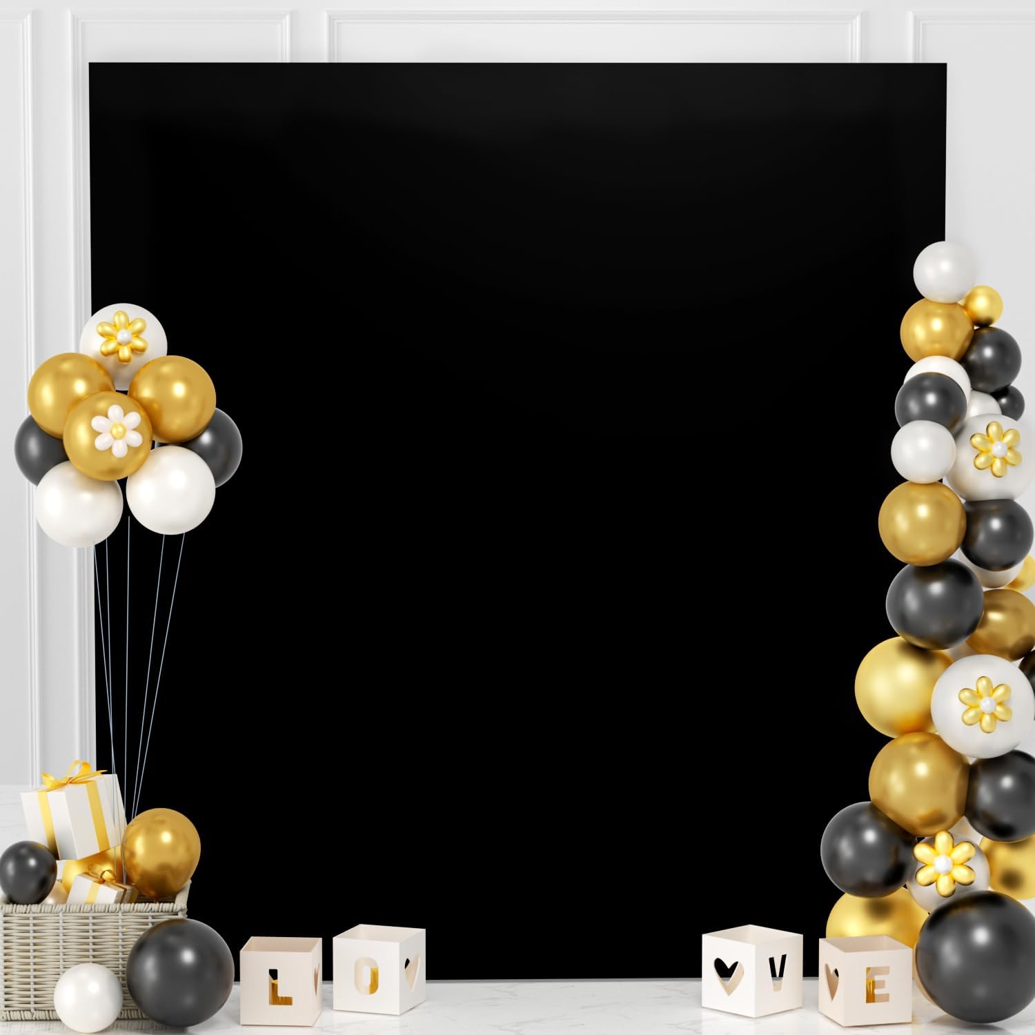 MODFUNS Black Spandex Wedding Arch Cover 66x66ft