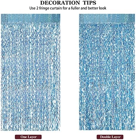 3 Pack Blue Tinsel Foil Fringe Curtain - Party Decor Backdrop