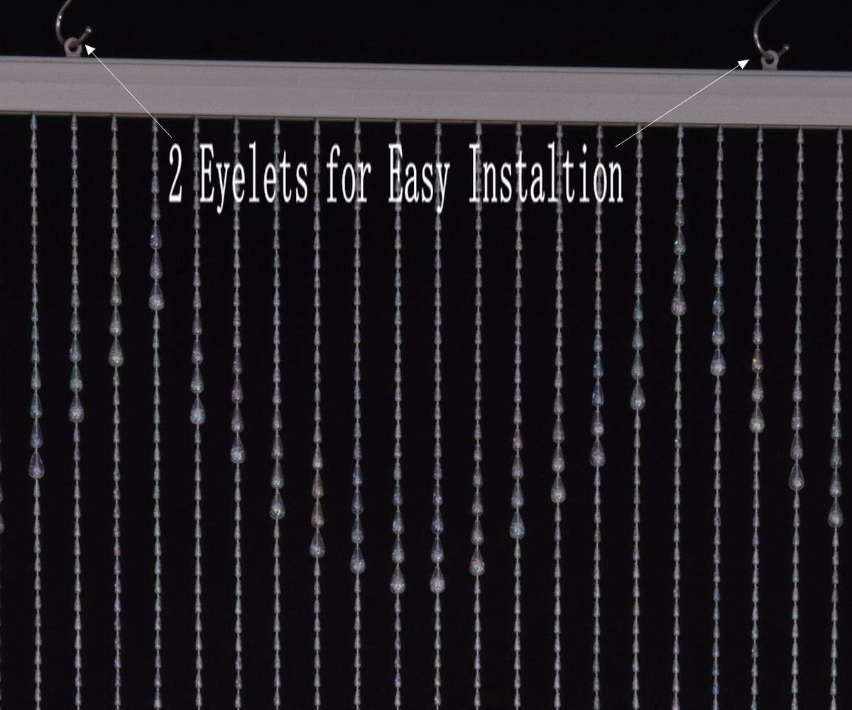 FlavorThings 3FTx 9FT Iridescent Raindrop Beaded Curtain Door Divider