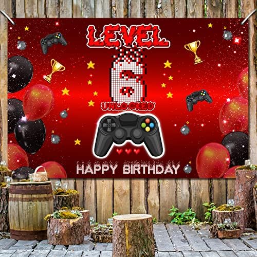 Level 6 Unlocked Birthday Backdrop Banner Decor