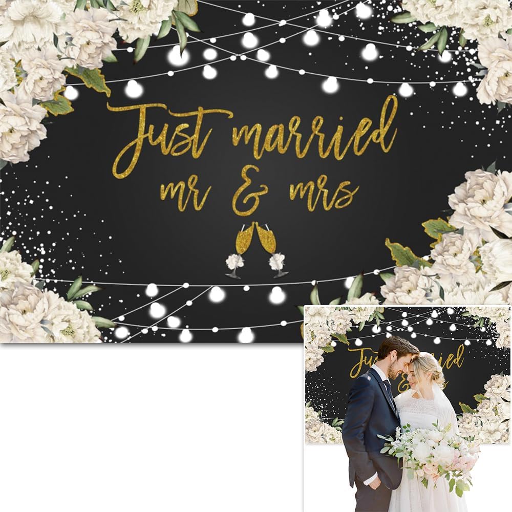 Just Married Mr Mrs Backdrop Wedding Theme