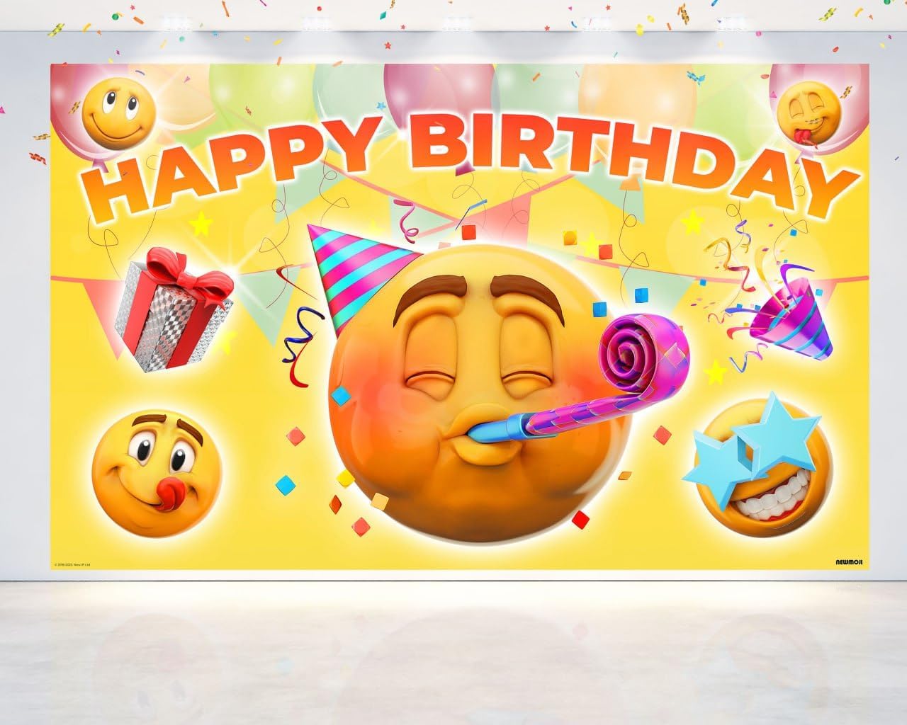 Vibrant Emoji Smiley Faces Party Backdrop
