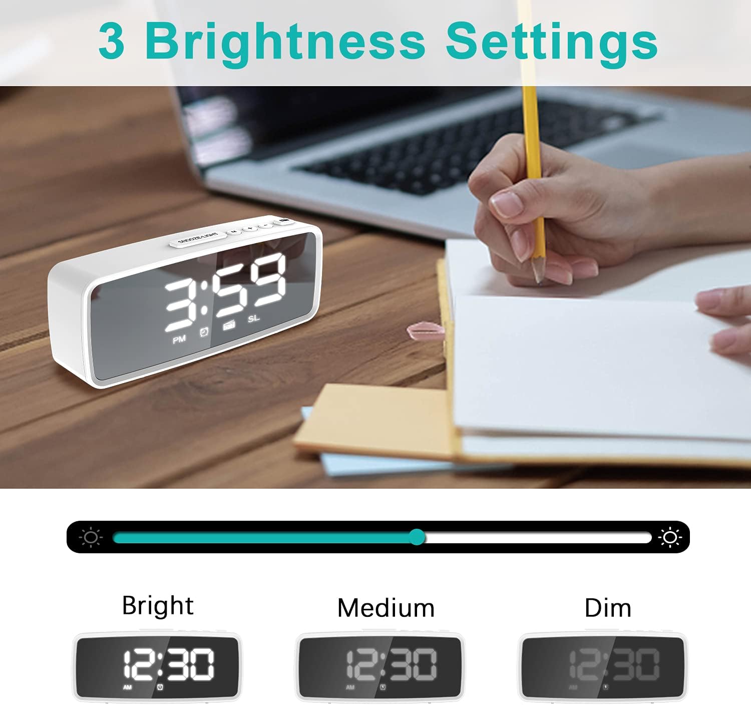 Vauno Digital Alarm Clock with FM Radio and Dimmer