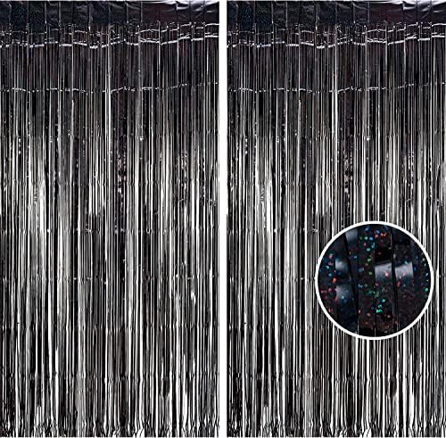 Braveshine Black Halloween Party Foil Curtains 2 Pack