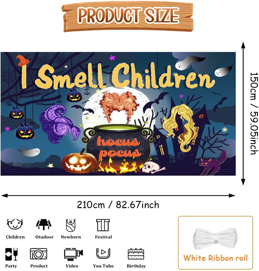 7x5ft I Smell Children Halloween Banner Backdrop for Kids Photography