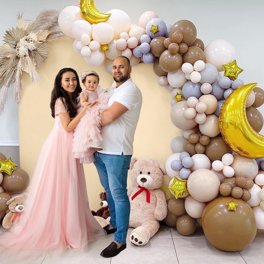 Beige Spandex Wedding Arch Cover with Round Top 72ft