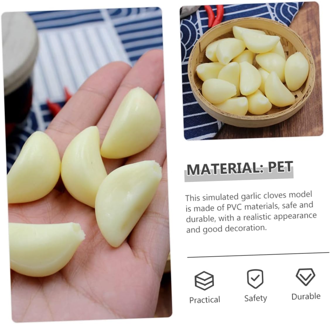 10pcs Realistic Artificial Garlic Cloves for Photo Studio