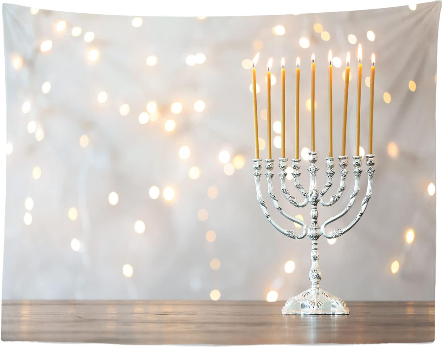 9x6ft Fabric Hanukkah Backdrop with Blurred Lights