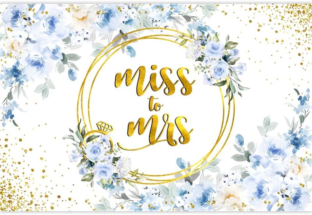 10x7ft Blue Floral Backdrop for Wedding and Photo Events