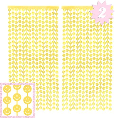 Xo Fetti Smiley Foil Curtains Set of 2 Yellow
