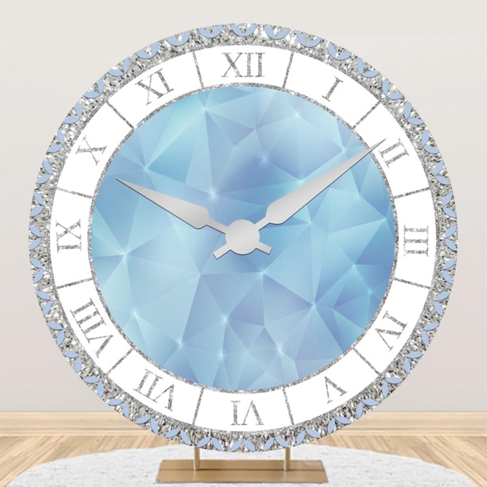 Luxury Silver Blue Round Backdrop Cover for Photography