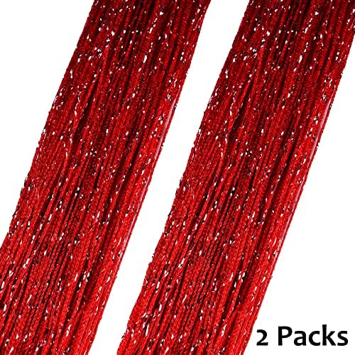 Vagasi 2 Pack Beaded Curtains Red 39x79 Inch