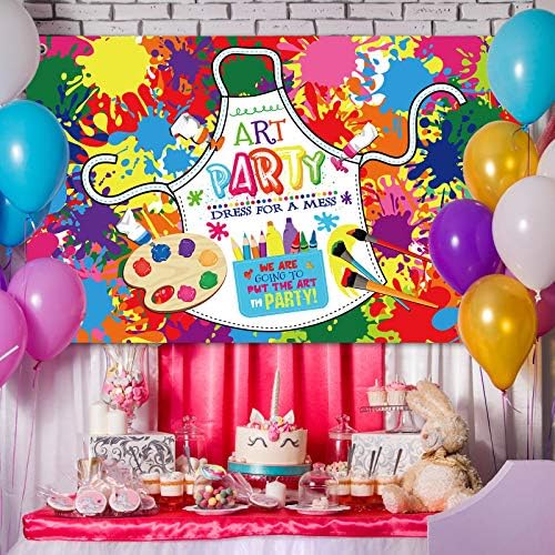 Art Paint Party Backdrop with Hanging Ribbon