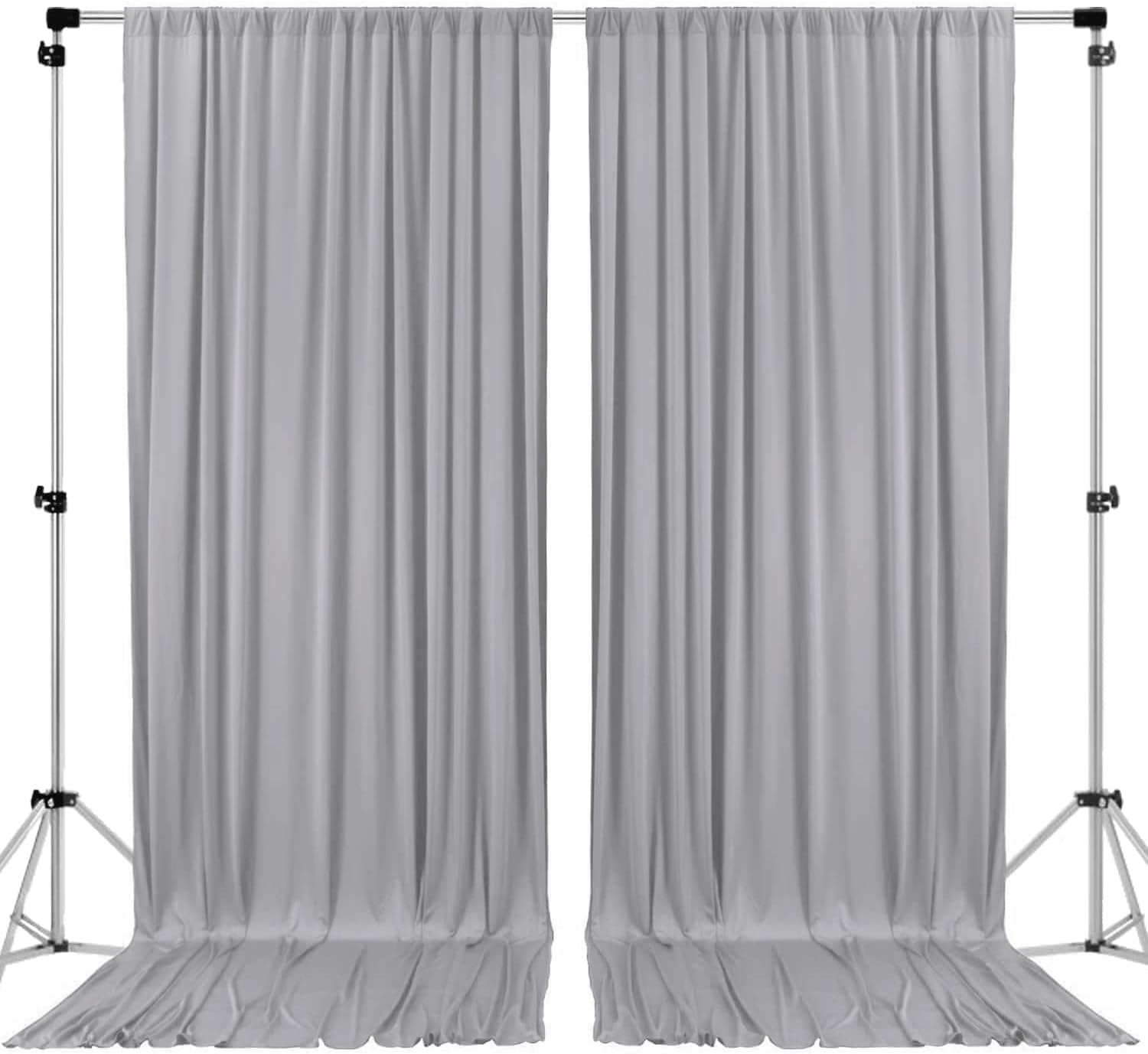 AK Trading Co 10ft x 10ft Silver Polyester Backdrop Curtains