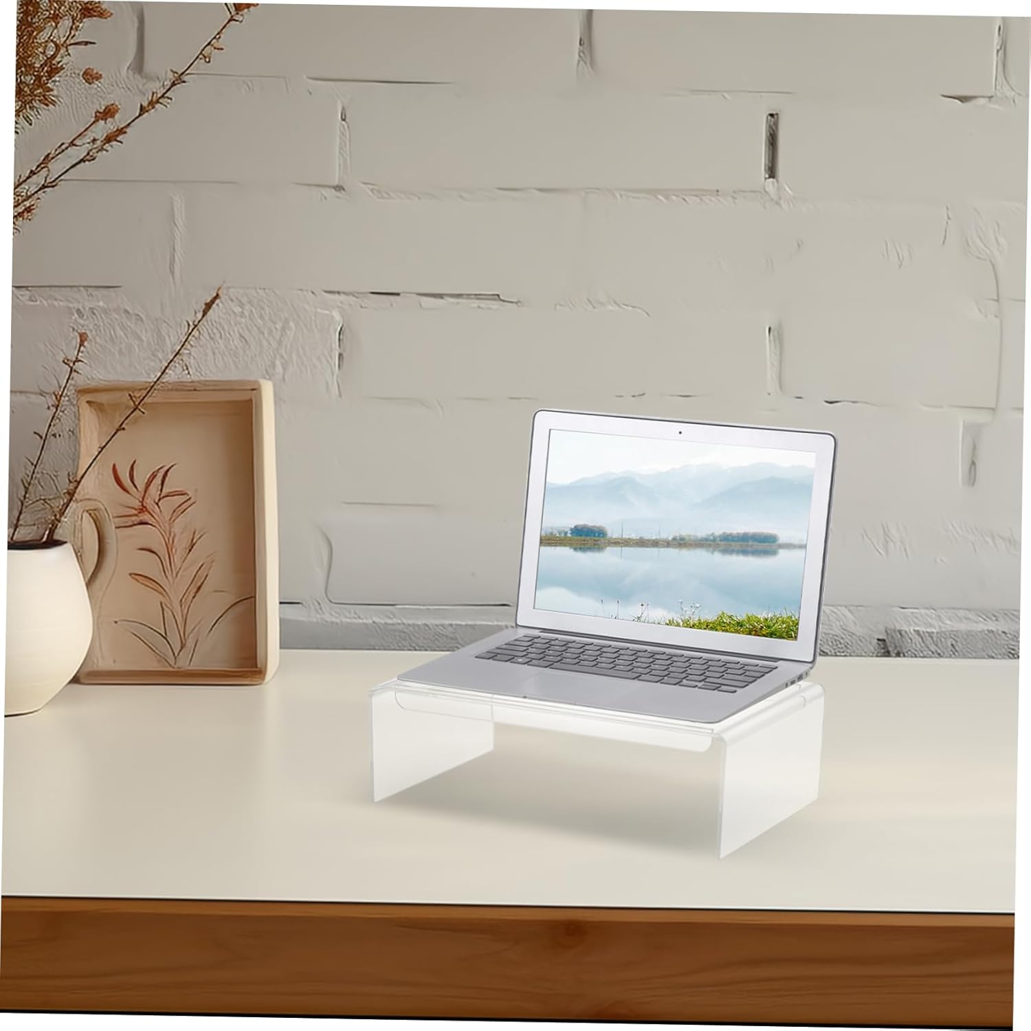 Ergonomic Acrylic Monitor Riser Stand with Wrist Pad