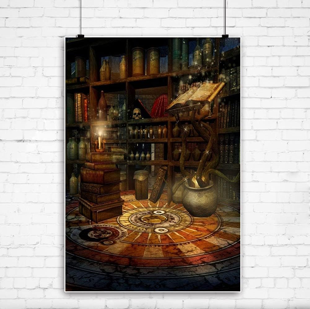 Laeacco 5x7FT Fantasy Room Magic School Halloween Horror Night Backdrop