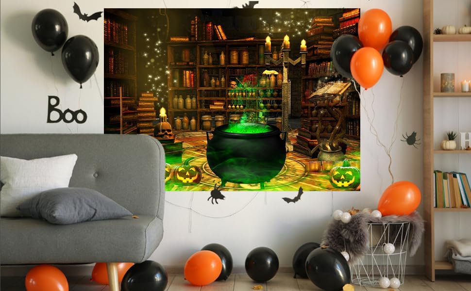 Witch Halloween Backdrop 7x5ft Spooky Party Banner F204