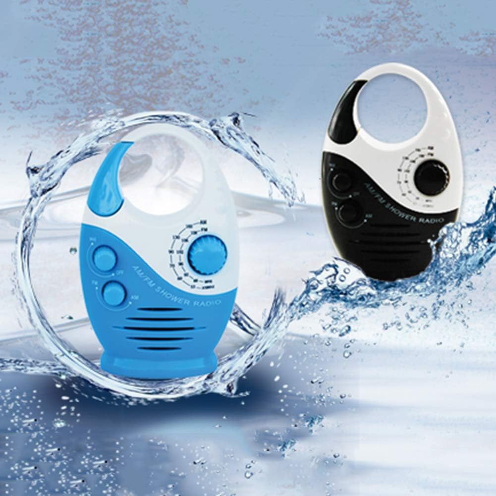 Pilarmuture Waterproof Shower Radio with Adjustable Volume and AMFM Tuning Black