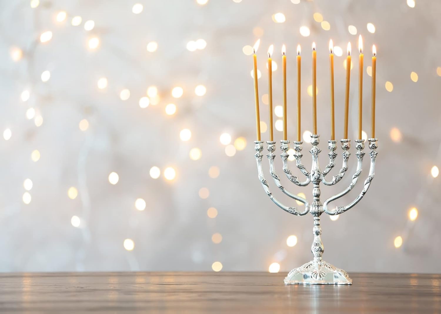 9x6ft Fabric Hanukkah Backdrop with Blurred Lights