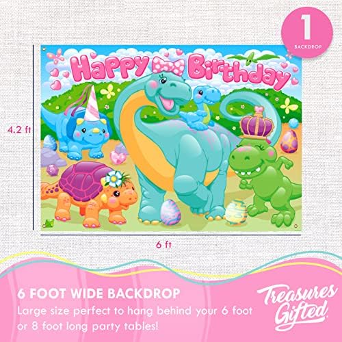 Treasures Gifted Girl Dinosaur Birthday Backdrop