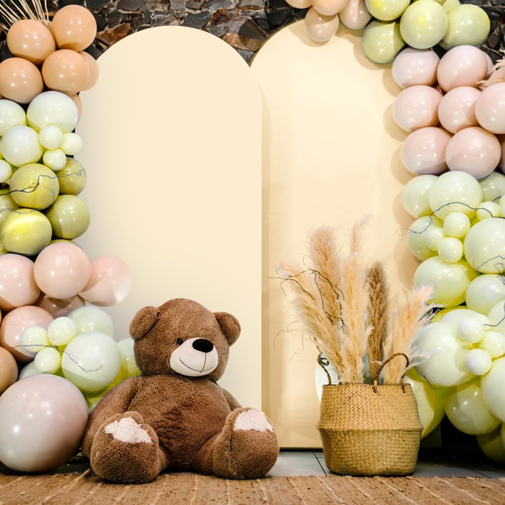Beige Spandex Wedding Arch Cover with Round Top 72ft