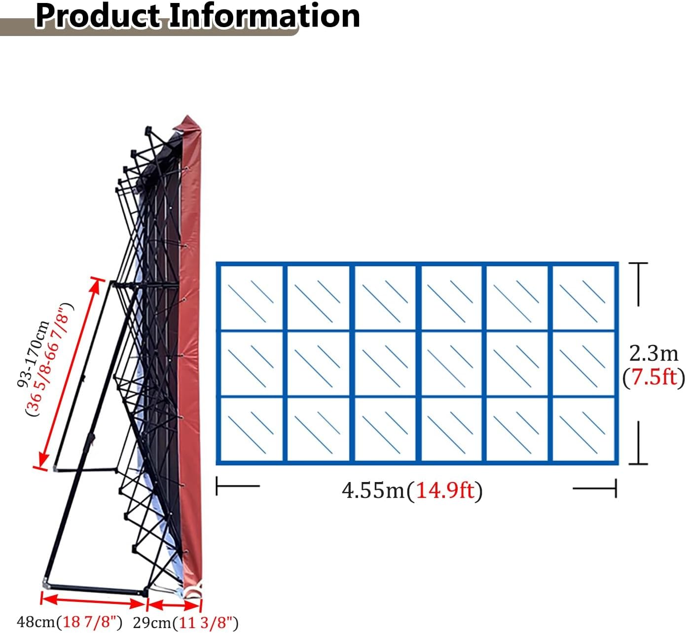 Iron Collapsible Poster Stand with Fixing Strips and Back Supports