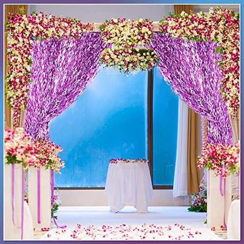 Jutom 6 Piece Wavy Tinsel Curtain Purple