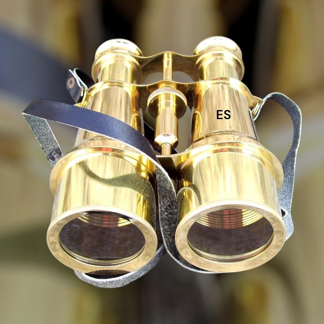 Nautical Victorian Brass Monocular Telescope with Leather Belt Case