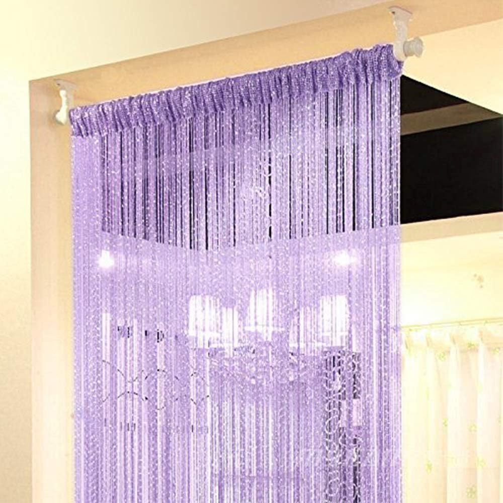 Duosuny 110x110 Inch Door Curtain with Silver Ribbon Tassel