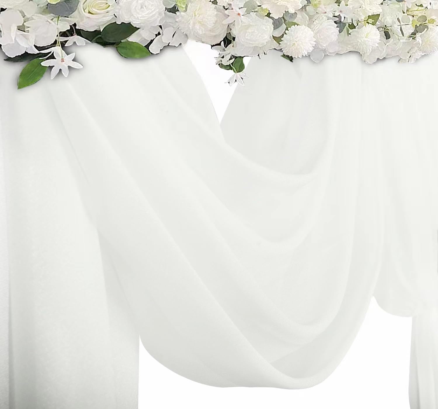 20ft White Sheer Wedding Arch Draping Fabric