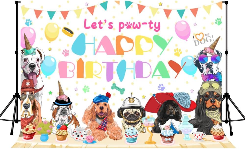 Puppy Dog Birthday Party Backdrop 7x5ft