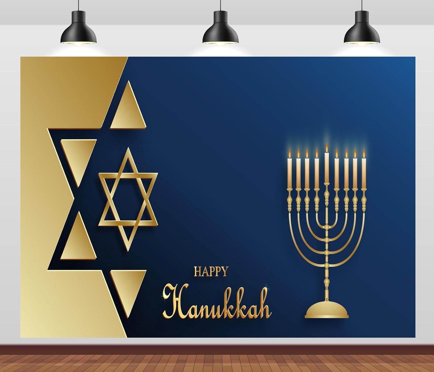 CORFOTO 8x6ft Hanukkah Party Backdrop Banner