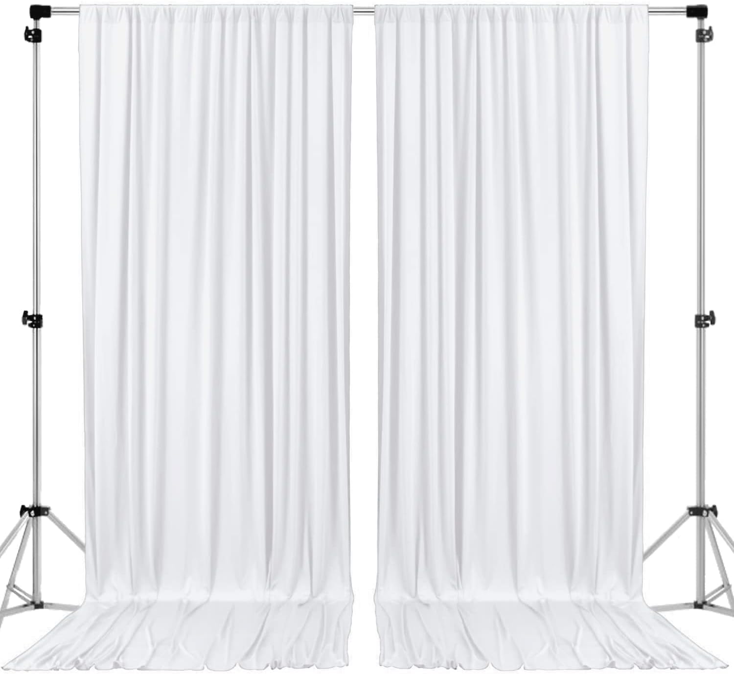 AK Trading Co 10x10ft White Polyester Backdrop Curtains