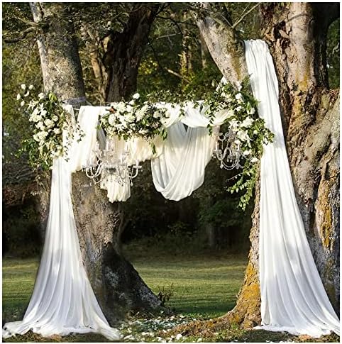 White Chiffon Arch Drapes 2 Panels 6 Yards Sheer Backdrop