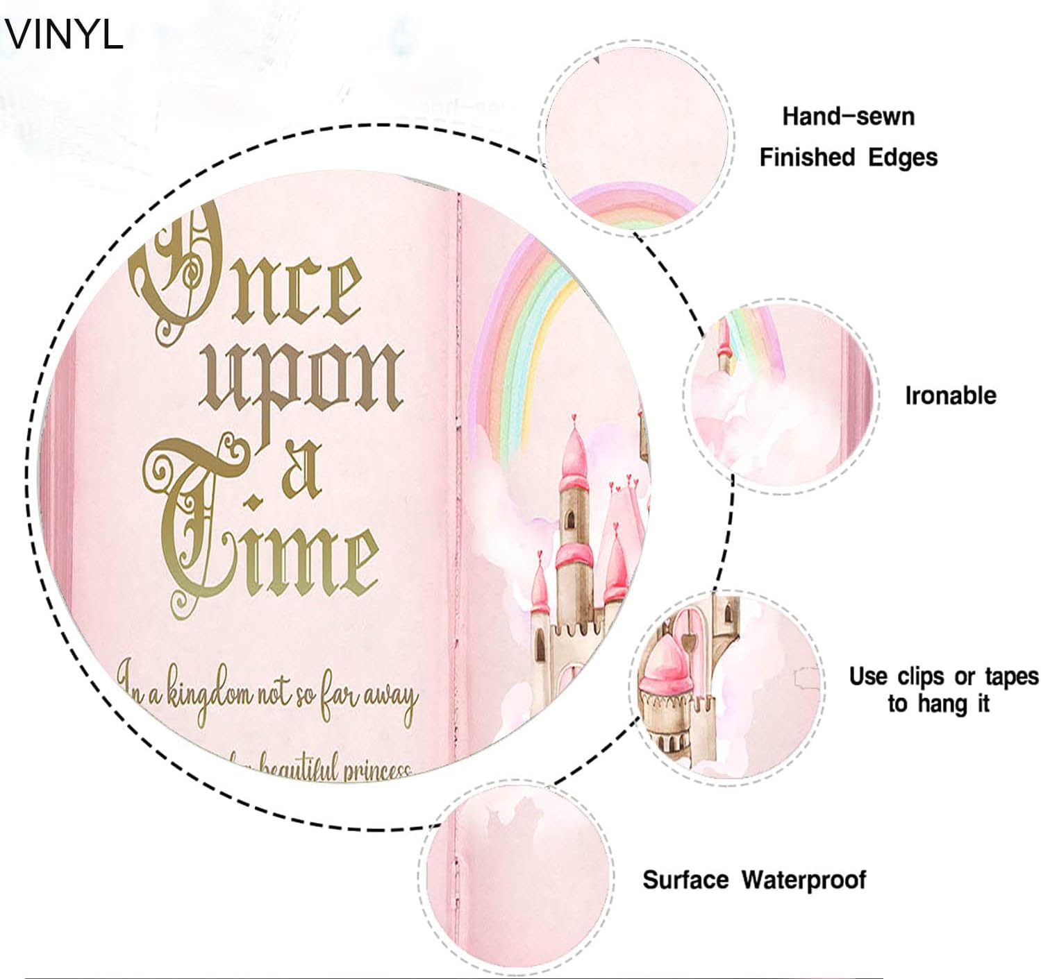 Aumeko Pink Fairytale Castle Photo Backdrop