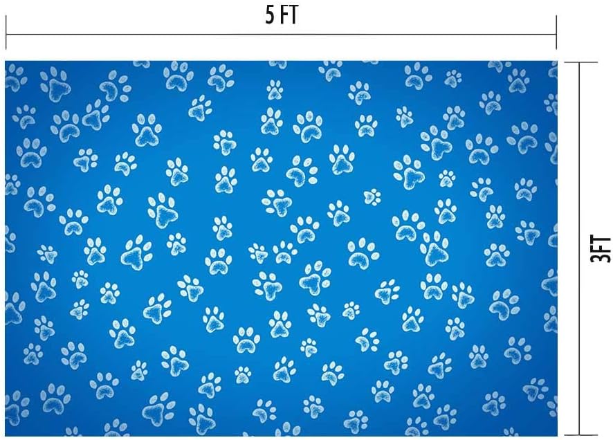 Dog Footprints Backdrops for Photo Booth 5x3ft Blue Print Patrol