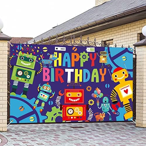 Robot Birthday Party Backdrop 59x36ft